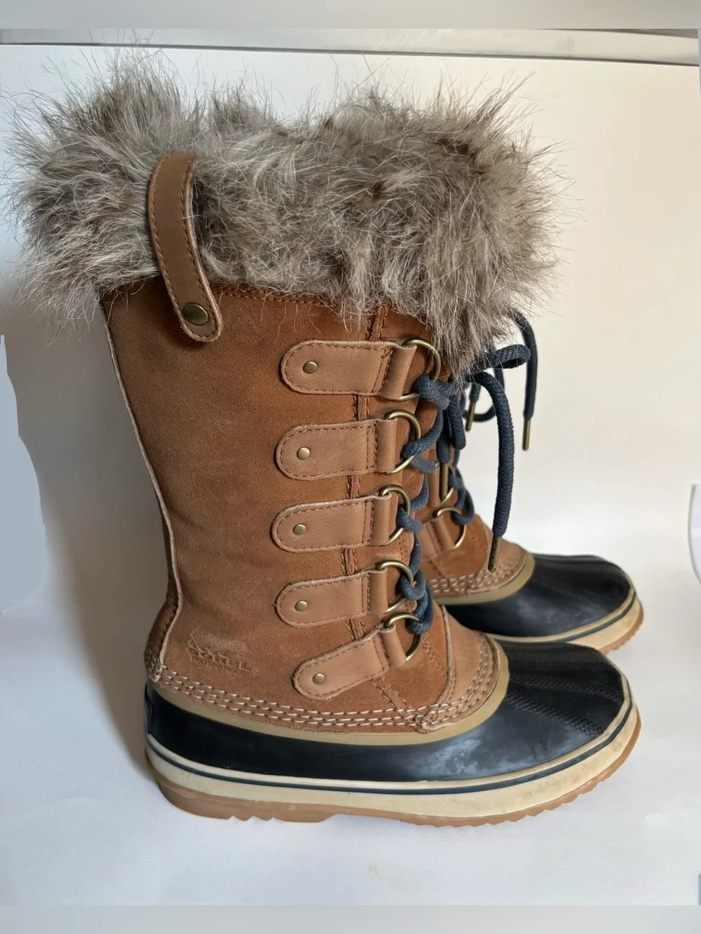 SOREL Joan of Arctic Women's Brown Suede Faux Fur Winter Snow Boots Size 8